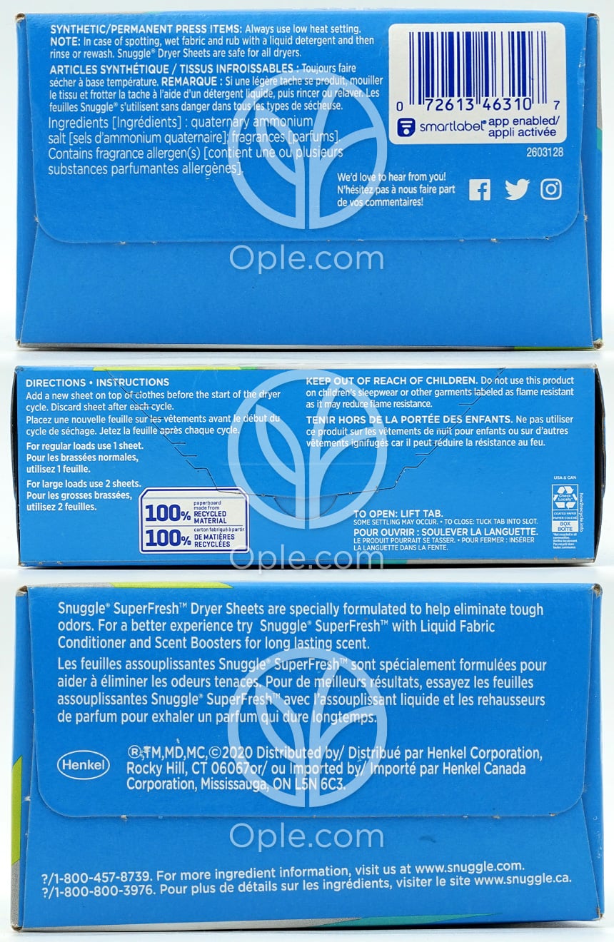 SuperFresh Dryer Sheets Original,  105 Sheets — 후면