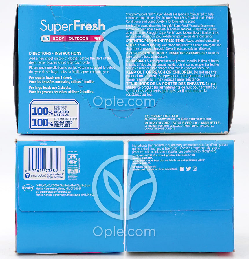 SuperFresh Dryer Sheets Spring Burst,  200 Sheets — 후면