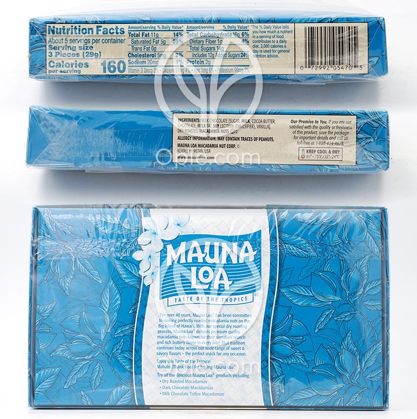 Mountains, Milk Chocolate Covered Macadamias, 15 Pieces  5 oz — 후면