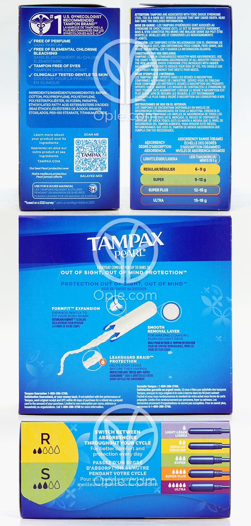 Pearl Duo Pack Regular/Super Absorbency Tampons Unscented,  34 Count — 후면