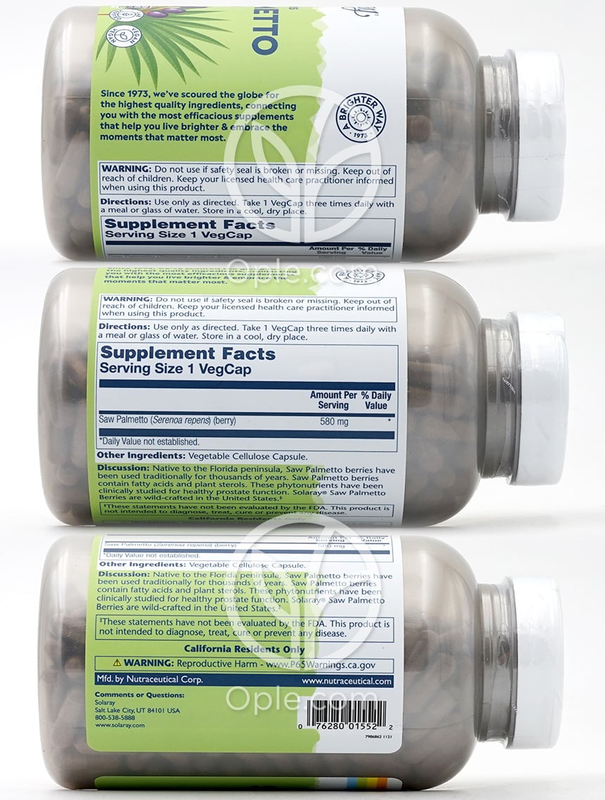 ソーラレイ_トゥルーハーブ ノコギリヤシ 580mg、360ベジカプセル — 후면
