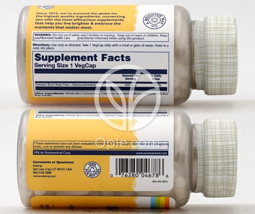 솔라레이_이스트 프리 셀레늄 200mcg, 90 베지캡슐 — 후면