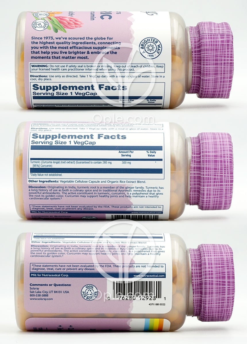 솔라레이_바이탈 추출물 터메릭 300mg, 120 베지캡슐 — 후면