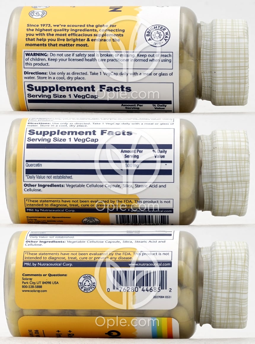 ソラレー_ケルセチン 500mg、90植物性カプセル — 후면