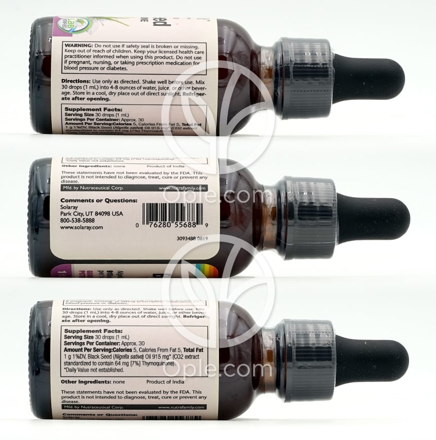 솔라레이_콜드 프레스드 블랙 씨드 7% 티모퀴논 915mg, 30ml — 후면