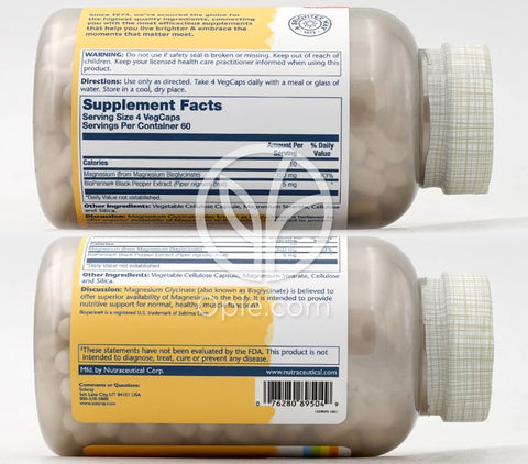 솔라레이_고흡수 마그네슘 글리시네이트 350mg, 240 베지캡슐