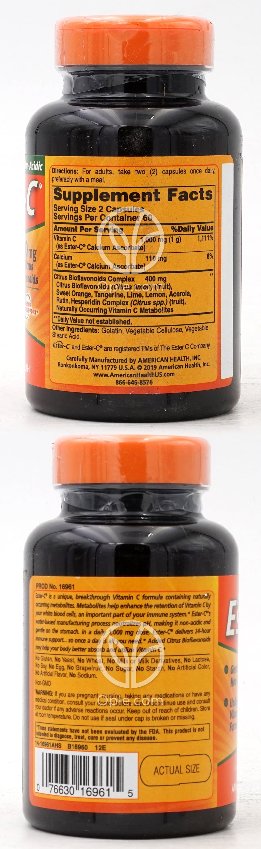 アメリカンヘルス エスターC 500mg シトラスバイオフラボノイド配合 120カプセル — 후면