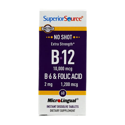 スペリオールソース_ノーショット エクストラストレングス ビタミンB-12 10000mcg ビタミンB6＆葉酸配合 60粒インスタントディゾルブタブレット
