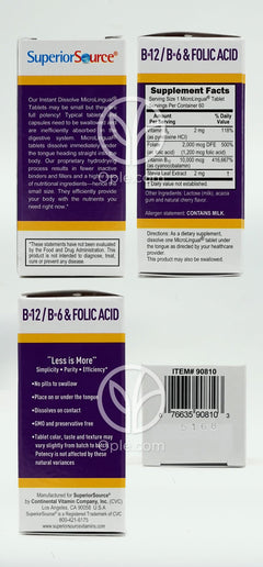 スペリオールソース_ノーショット エクストラストレングス ビタミンB-12 10000mcg ビタミンB6＆葉酸配合 60粒インスタントディゾルブタブレット