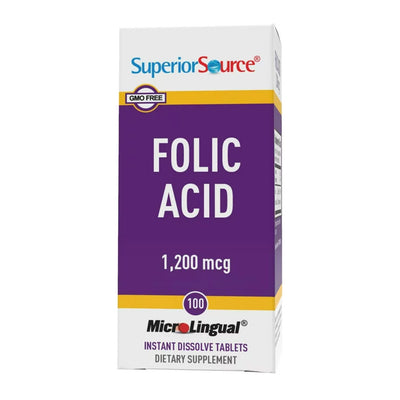 シュペリオールソース_葉酸 1200mcg、100錠インスタント溶解タブレット