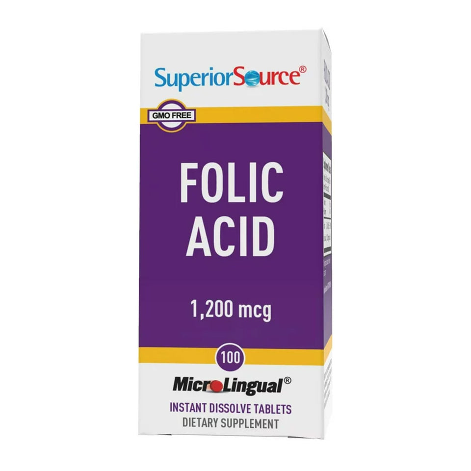 シュペリオールソース_葉酸 1200mcg、100錠インスタント溶解タブレット