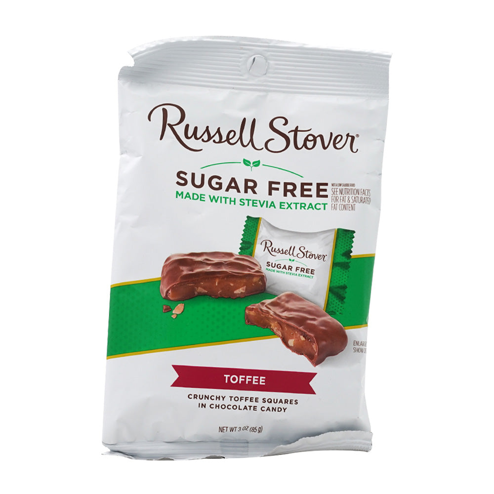 ラッセルストーバー_シュガーフリー クランチトフィースクエア チョコレートキャンディバッグ、85g