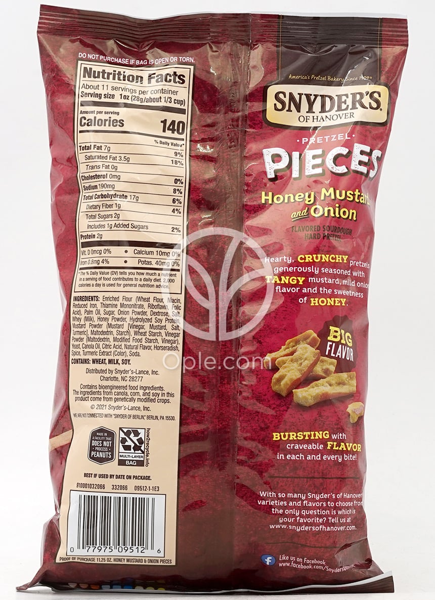 Pretzel Pieces Honey Mustard and Onion,  11.25 oz — 후면