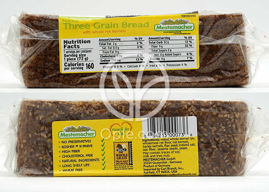 메스테마허_내추럴 쓰리 그레인 브레드 위드 홀 라이 커널, 500g — 후면