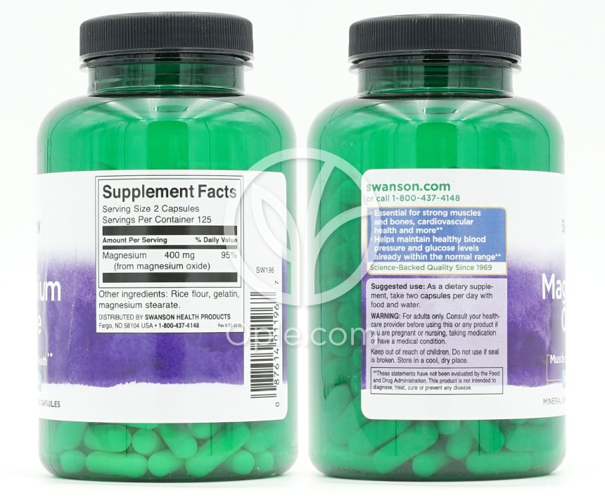 スワンソン_マグネシウムオキシド200mg、250カプセル — 후면