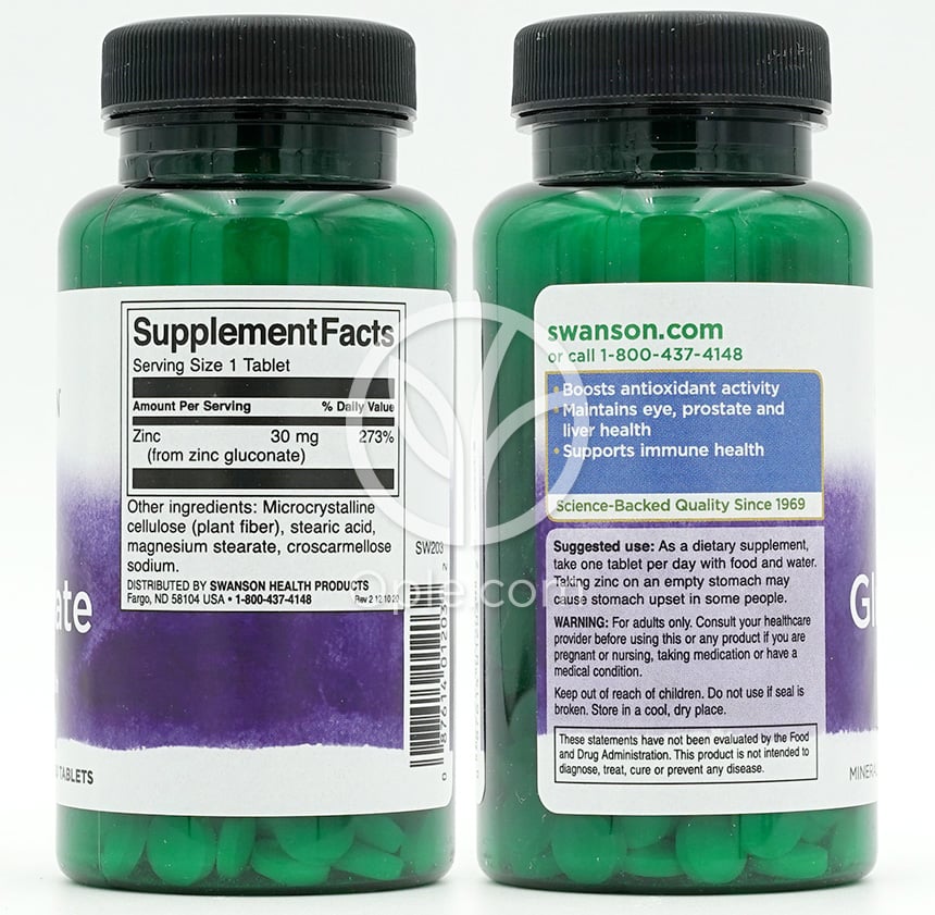 スワンソン_グルコン酸亜鉛 30mg、250錠 — 후면