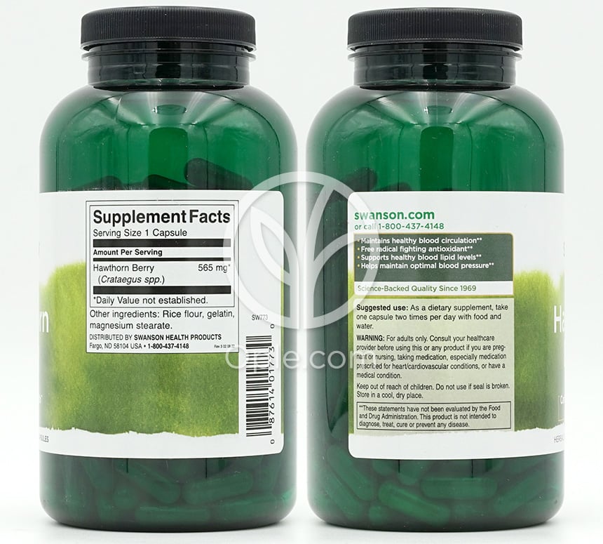 スワンソン_ホーソンベリー 565mg、250カプセル — 후면