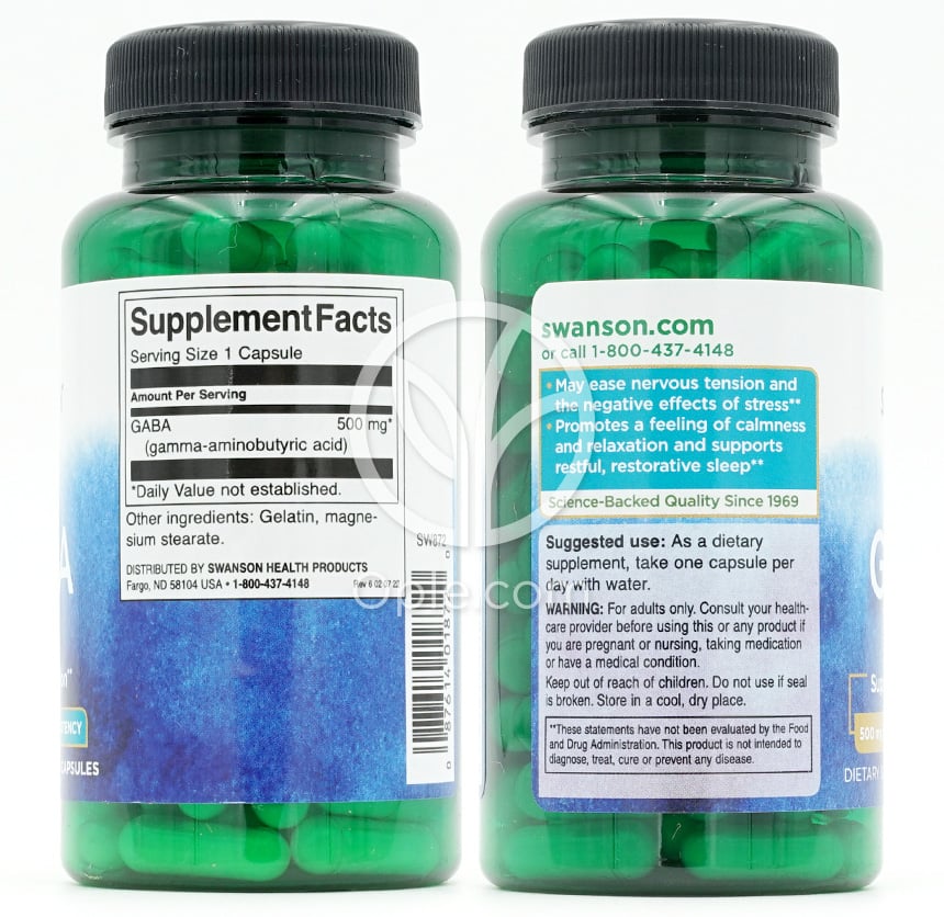 スワンソン_ギャバ 500mg、100カプセル — 후면