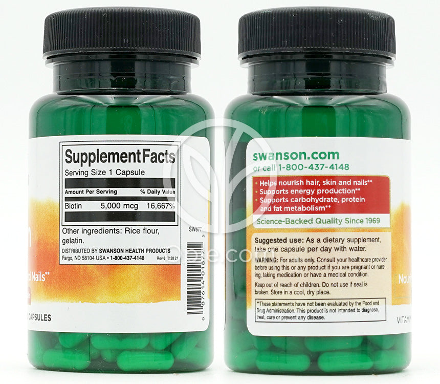 スワンソン_ビオチン 5000mcg、100カプセル — 후면