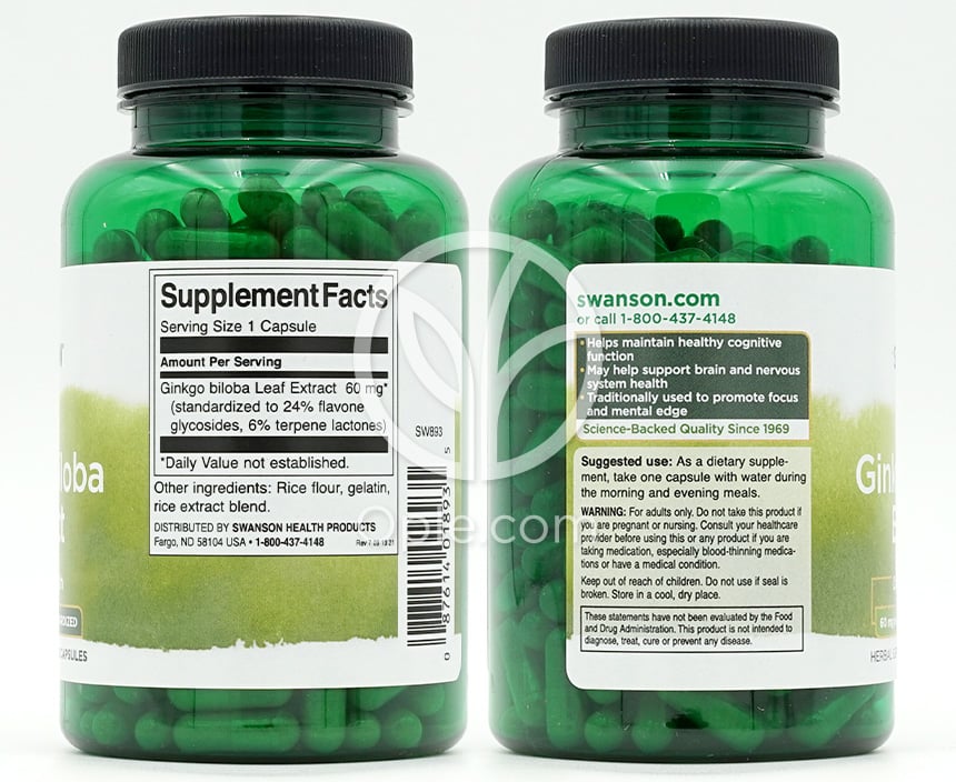 スワンソン_イチョウ葉エキス 60mg、240カプセル — 후면