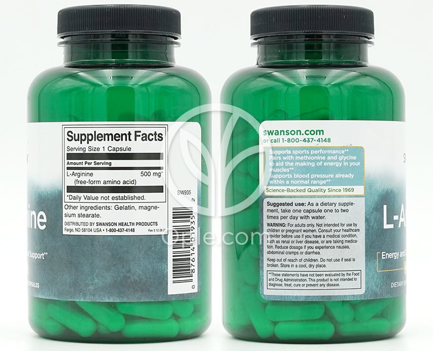 スワンソン_L-アルギニン500mg、200カプセル — 후면
