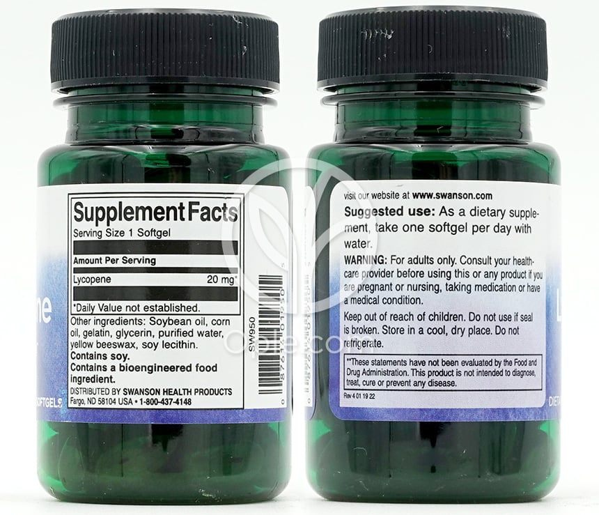 スワンソン ライコペン 20mg、60ソフトジェル — 후면