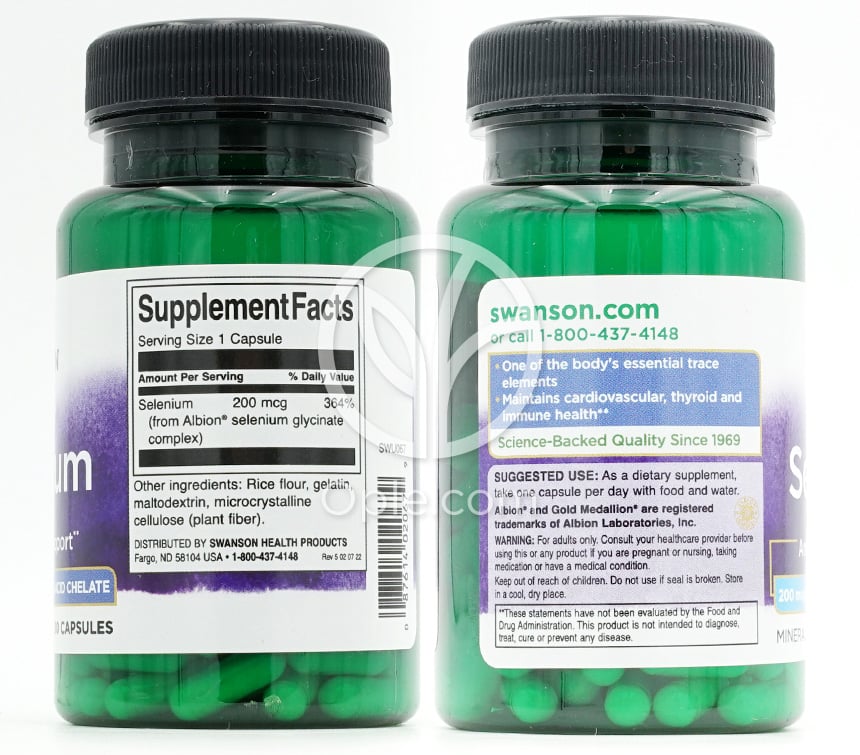 스완슨_알비온 셀레늄 컴플렉스 200mcg, 90캡슐 — 후면