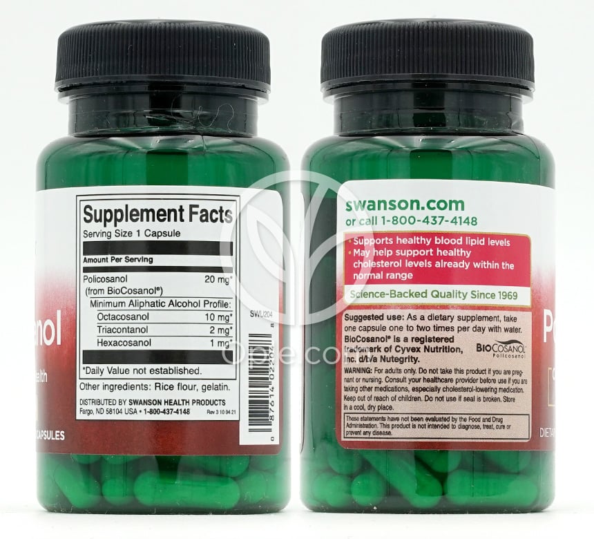 スワンソン_ポリコサノール 20mg、60カプセル — 후면