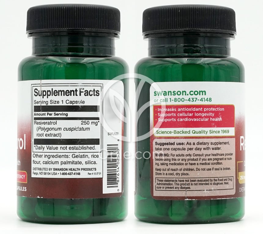 스완슨_레스베라트롤 하이 포텐시 250mg, 30캡슐 — 후면