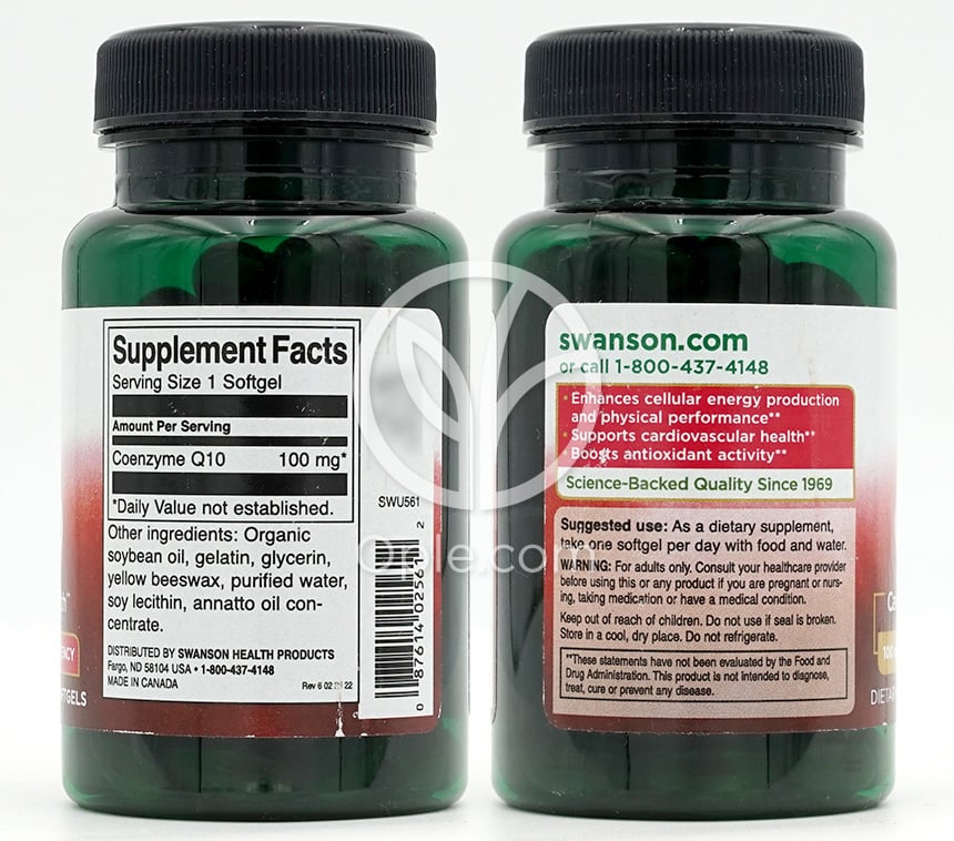 スワンソン_CoQ10高含有量100mg、100ソフトジェル — 후면