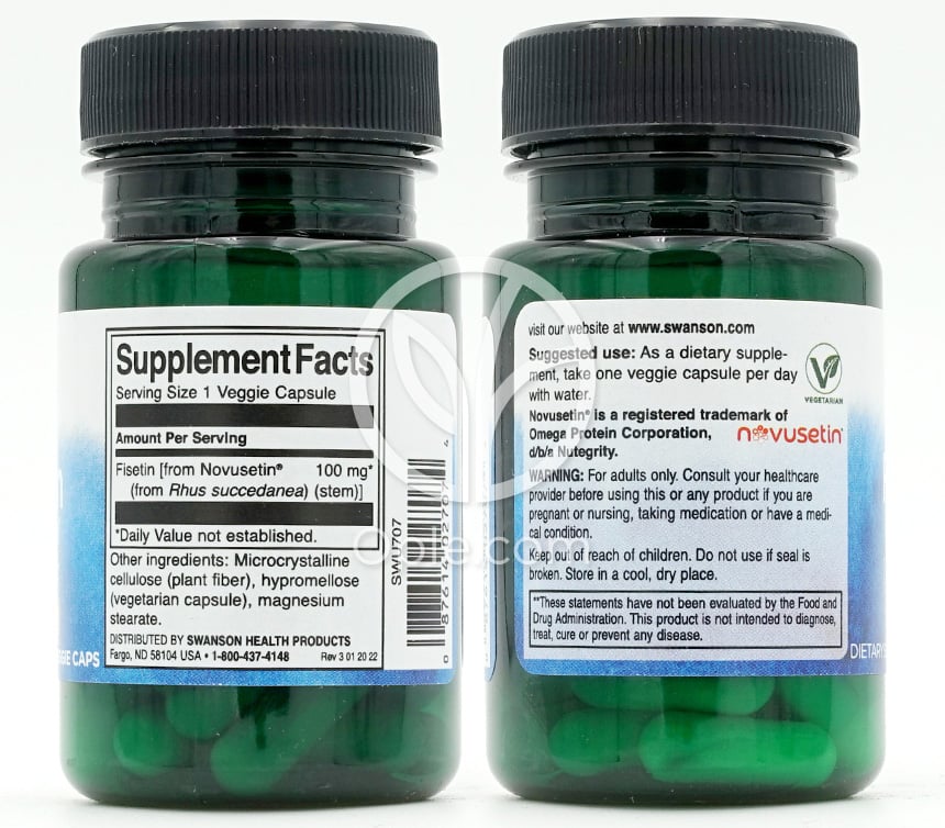 スワンソン_フィセチン・ノブセチン100mg、30植物性カプセル — 후면