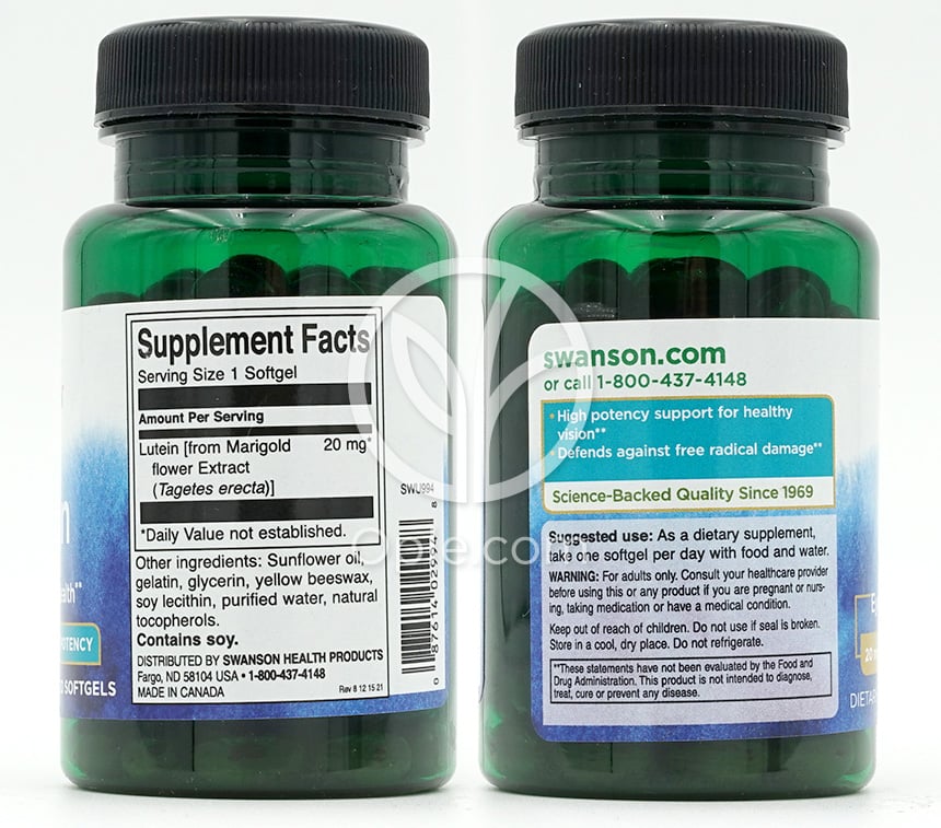 スワンソン_ルテイン20mg、120ソフトジェル — 후면