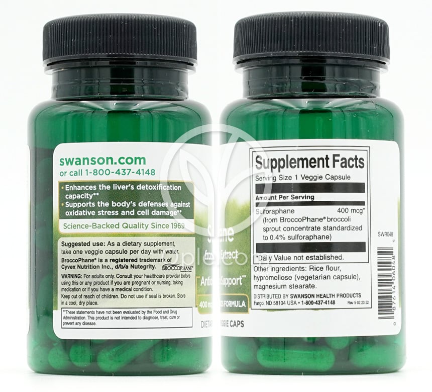 スワンソン_スルフォラファン ブロッコリー新芽エキス 400mcg、60粒 ベジカプセル — 후면