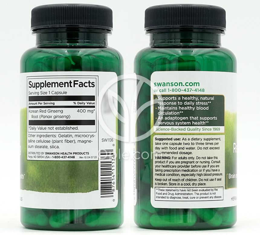スワンソン_フルスペクトラム高麗紅参根400mg、90カプセル — 후면
