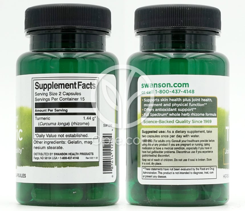 スワンソン_フルスペクトラムターメリック 720mg、30カプセル — 후면