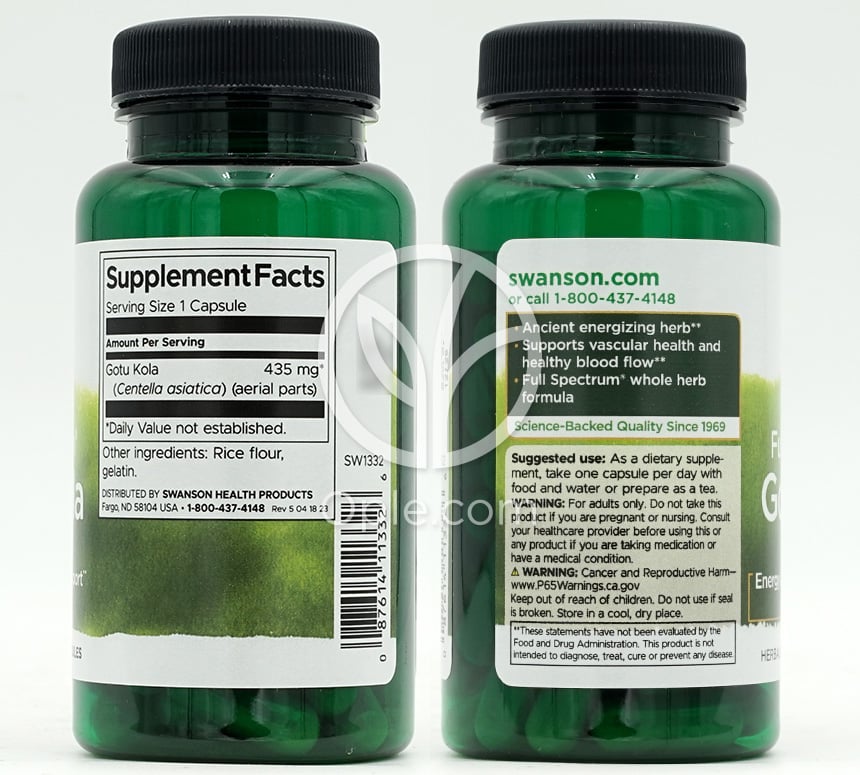 스완슨_풀 스펙트럼 고투 콜라 435mg, 60캡슐 — 후면
