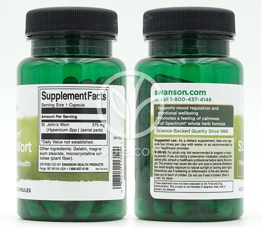 スワンソン_フルスペクトラム セントジョーンズワート 375mg、60カプセル — 후면