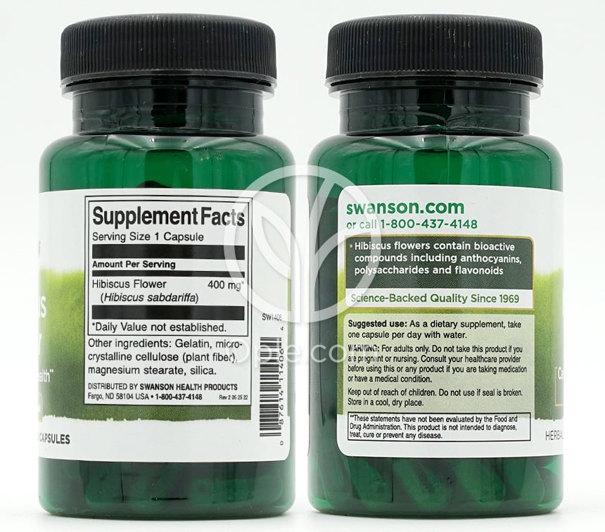 スワンソン_ハイビスカスフラワー 400mg、60カプセル — 후면