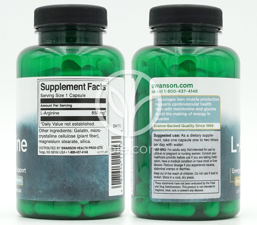 スワンソン_L-アルギニン 850mg、90カプセル — 후면