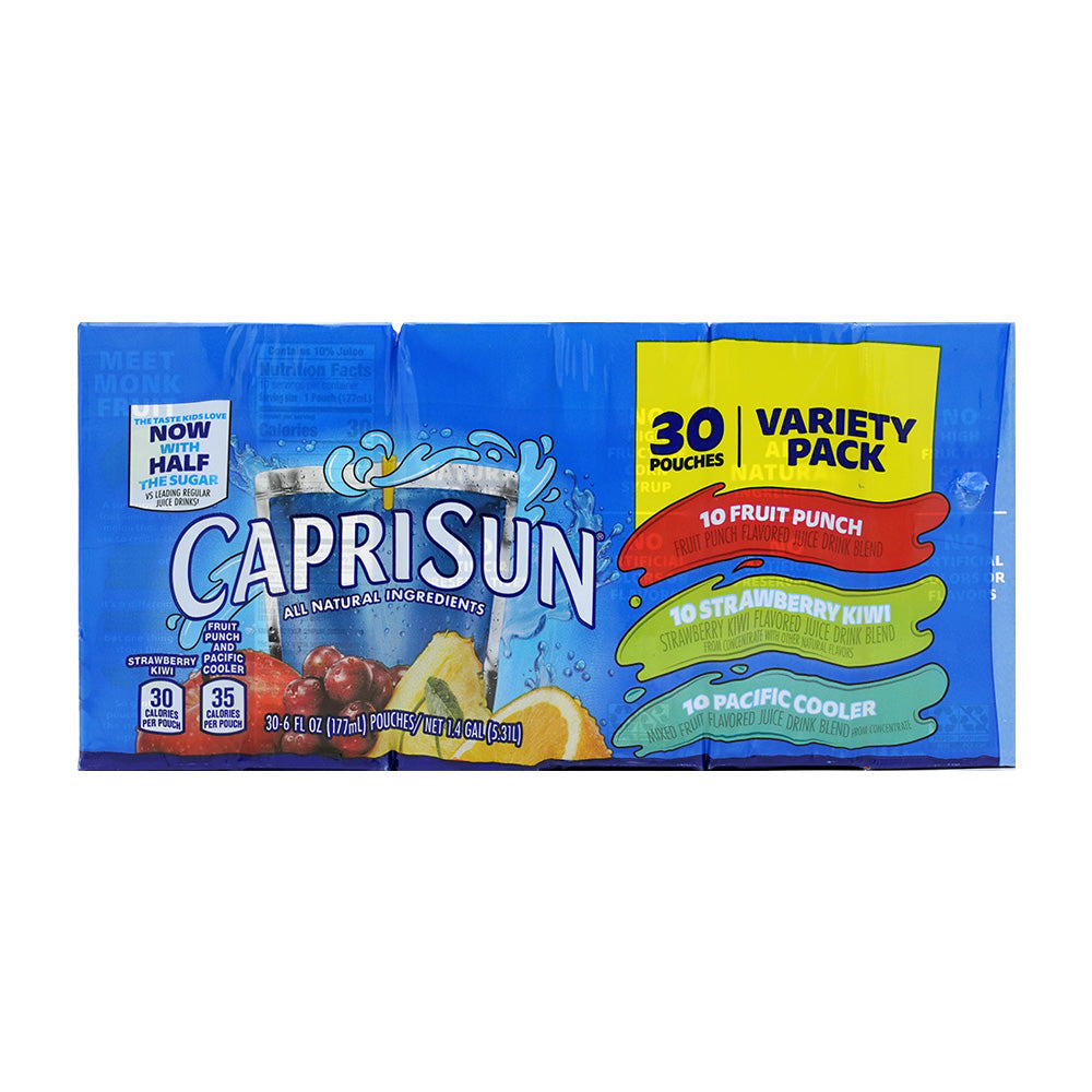 Capri Sun バラエティーパック（フルーツパンチ、ストロベリーキウイ、パシフィッククーラー）、30個入り