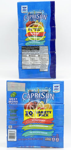 Capri Sun バラエティーパック（フルーツパンチ、ストロベリーキウイ、パシフィッククーラー）、30個入り