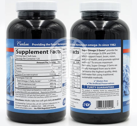 칼슨랩스_슈퍼 오메가 3 피쉬 오일 1200mg, 250 소프트젤