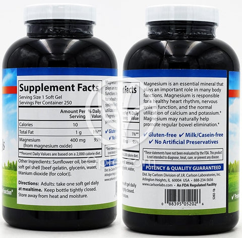 칼슨랩스_마그네슘 젤 400mg, 250 소프트젤