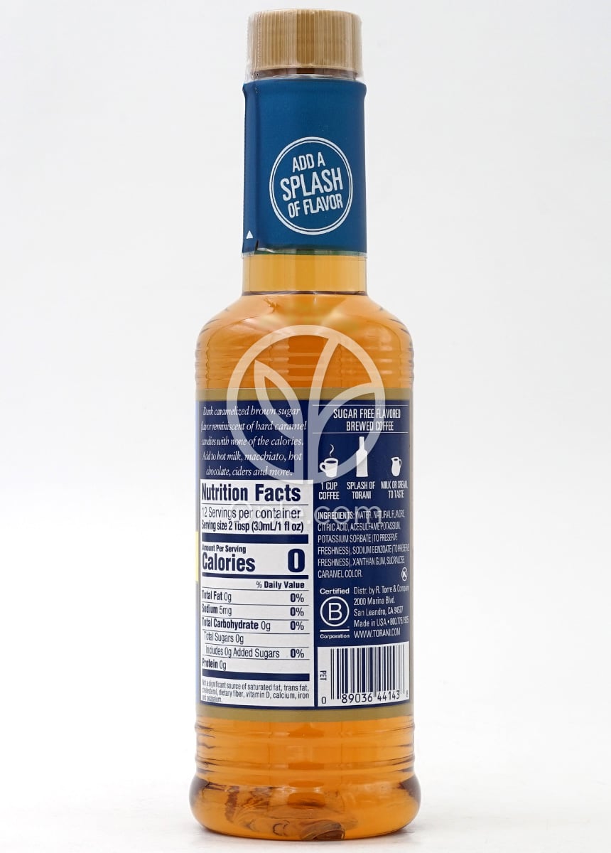 토라니_슈가 프리 클래식 카라멜 시럽, 375ml — 후면