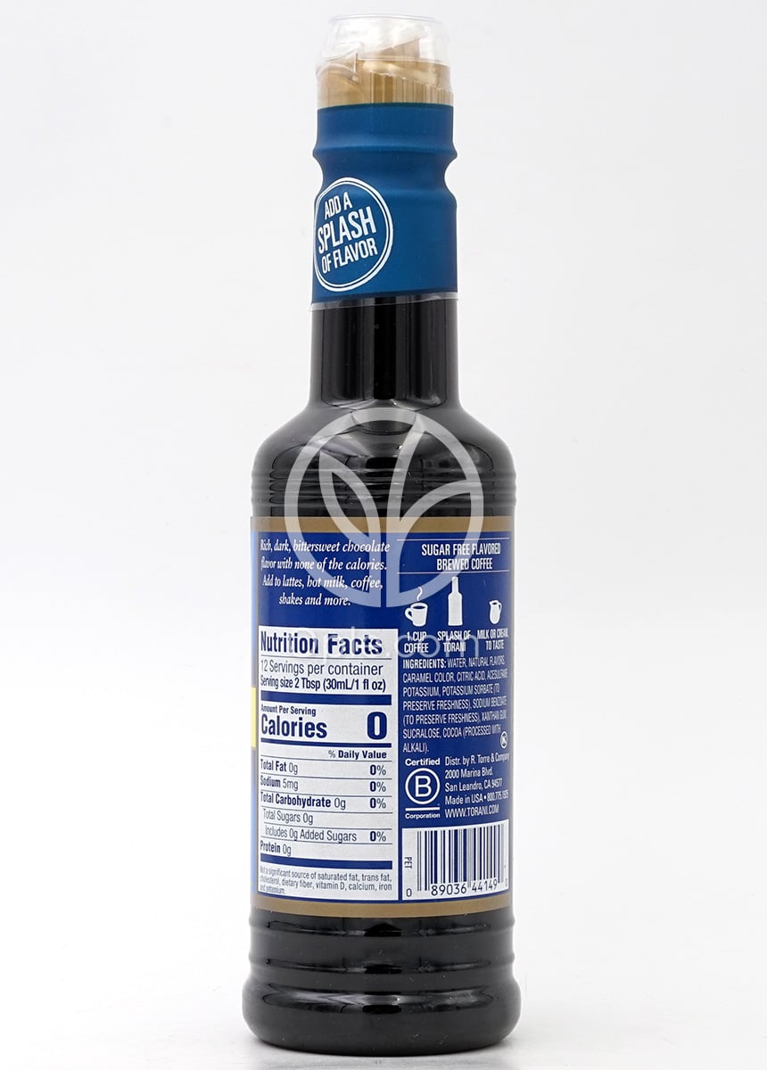 토라니_슈가 프리 초콜릿 시럽, 375ml — 후면