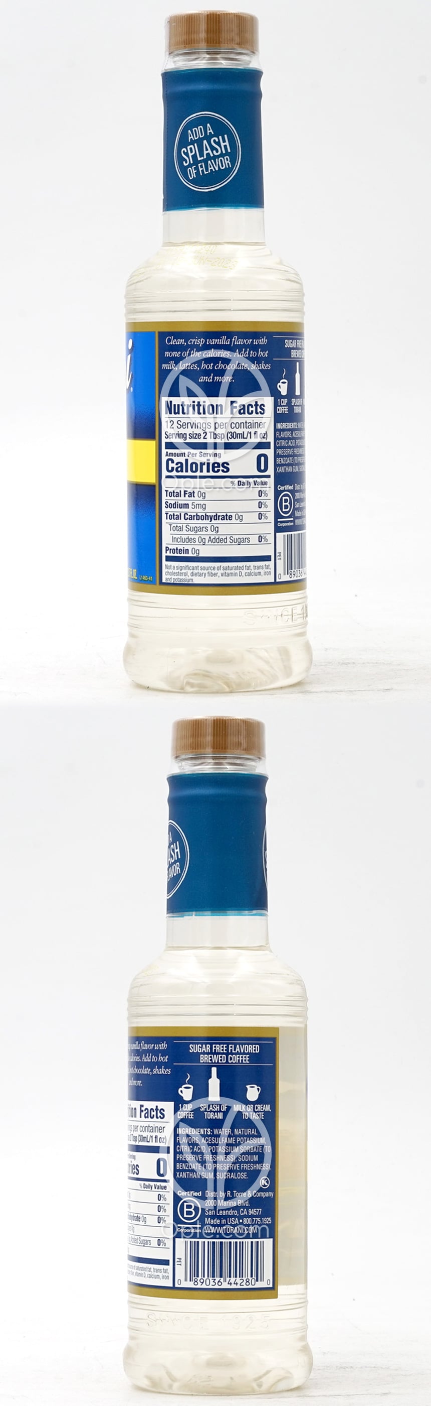 トラーニ_シュガーフリーバニラシロップ 375ml — 후면