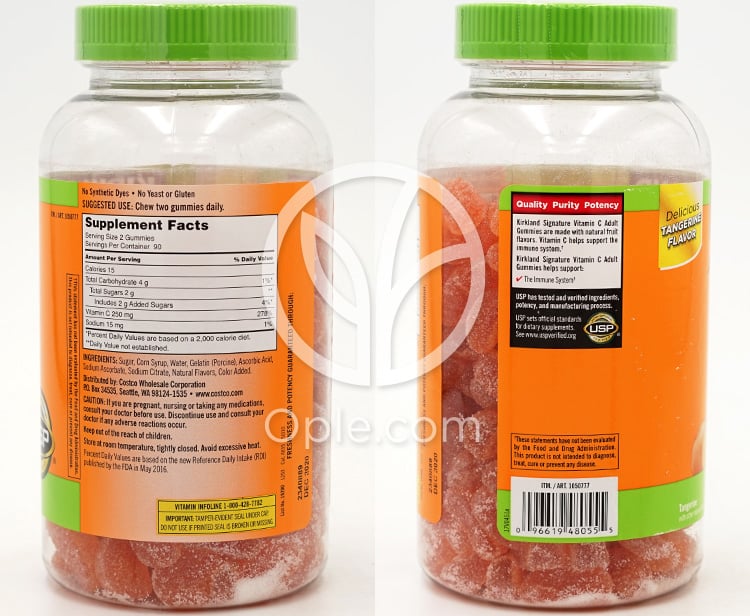 커클랜드시그니처_어덜트구미 C 250mg, 180구미 — 후면