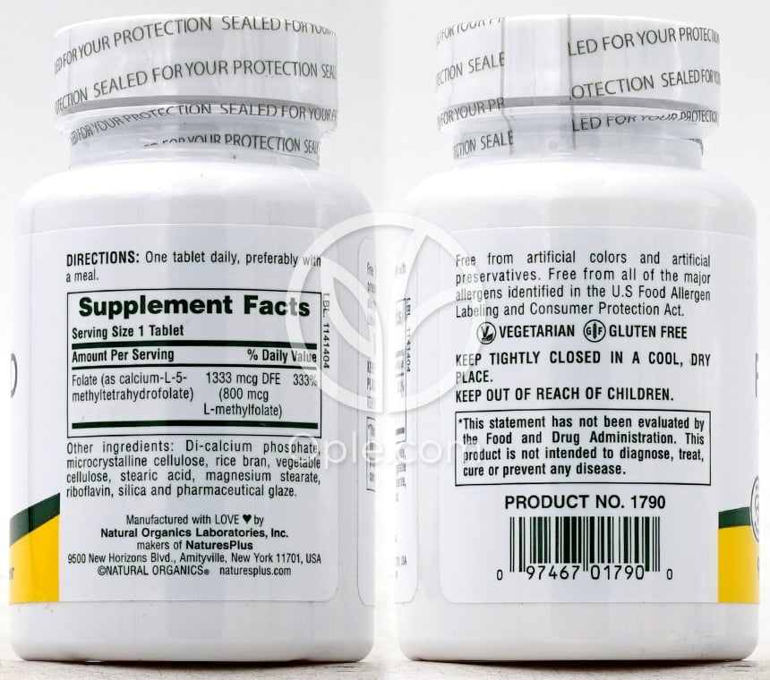 네이쳐스플러스_메틸 엽산 800mcg, 90타블렛 — 후면
