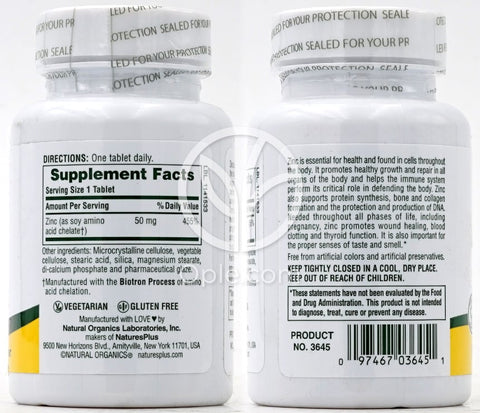 ネイチャーズプラス_亜鉛 50mg、90タブレット
