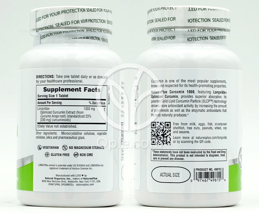 ネイチャーズプラス_プロロングビダクルクミン 1000mg、60タブレット — 후면